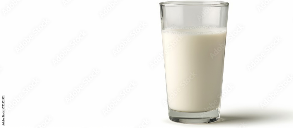 Refreshing glass of milk on a clean white background, dairy beverage for healthy lifestyle Refreshing glass of milk on a clean white background, dairy beverage for healthy lifestyle