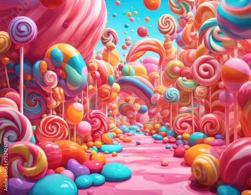 Abstract and fantastic background of colorful candies. Generative AI.