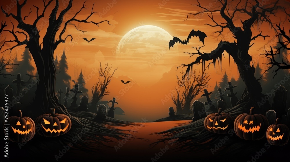 Spooky Halloween Background with Space for Text Insertion