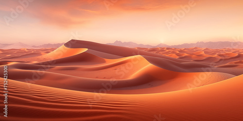 Beautiful photo of the desert for background  Vast desert landscape with sweeping sand dunes and pockets of lush oases