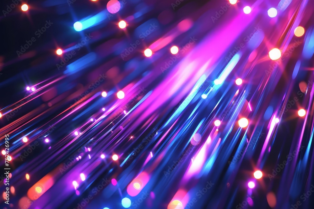 Abstract background featuring neon fiber optic lines Symbolizing high-speed data transfer Connectivity And futuristic technology