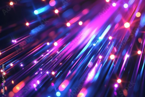 Abstract background featuring neon fiber optic lines Symbolizing high-speed data transfer Connectivity And futuristic technology