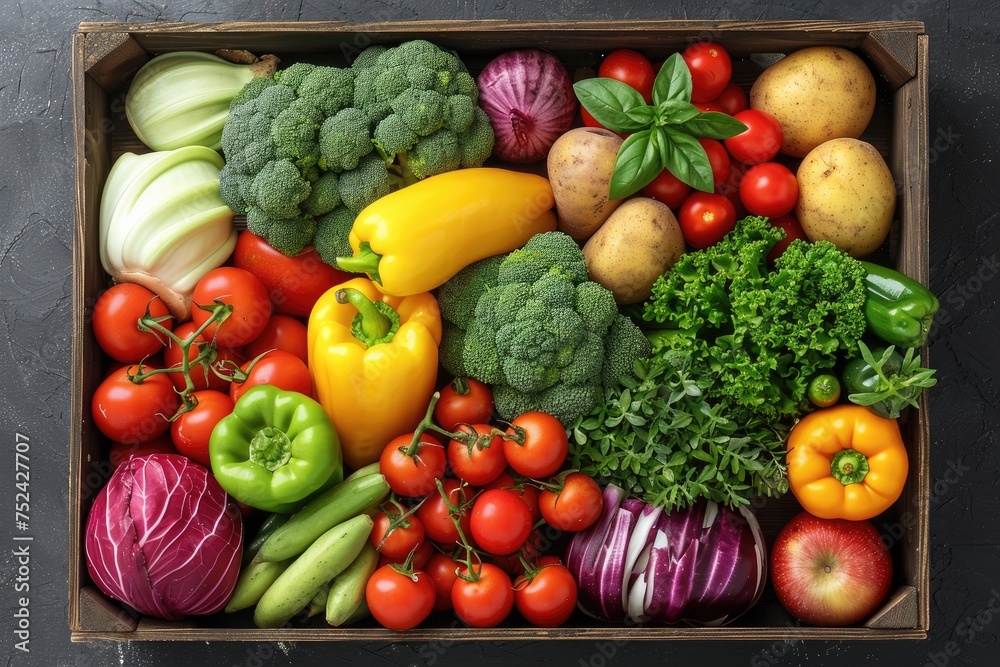 fresh fruits and vegetables in the box advertising food photography fresh fruits and vegetables in the box advertising food photography