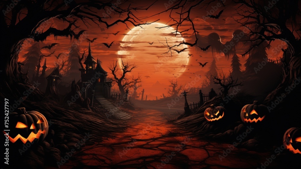Supernatural Halloween Background with Ample Text Space