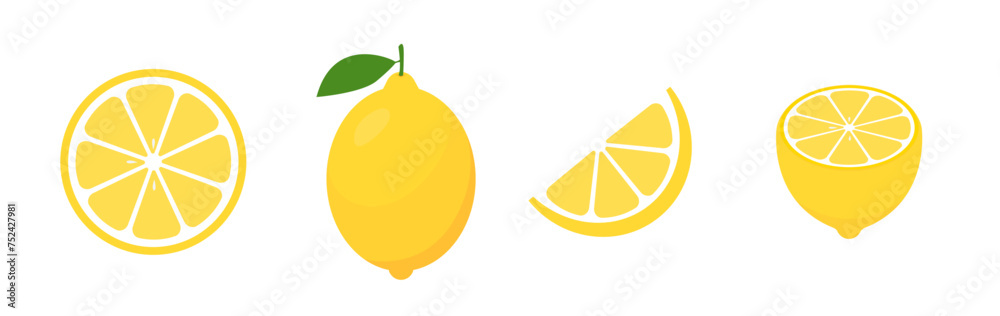 Fresh lemon fruits. Collection. Vector illustrations Fresh lemon fruits. Collection. Vector illustrations