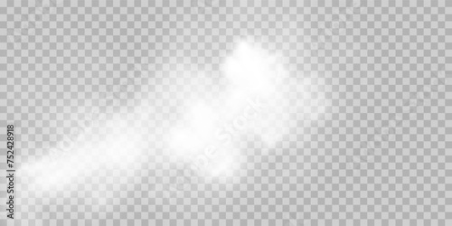 Fog or smoke isolated transparent special effect. White vector cloudiness, mist or smog background. Vector illustration photo