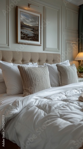 King-sized beds in a serene bedroom photo