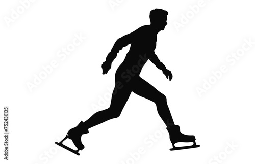 A Male Figure Skater black Vector, Man Figure Ice Skating Silhouette isolated on a white background