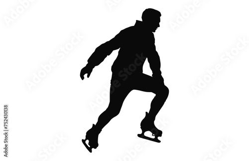 A Male Figure Skater black Vector, Man Figure Ice Skating Silhouette isolated on a white background