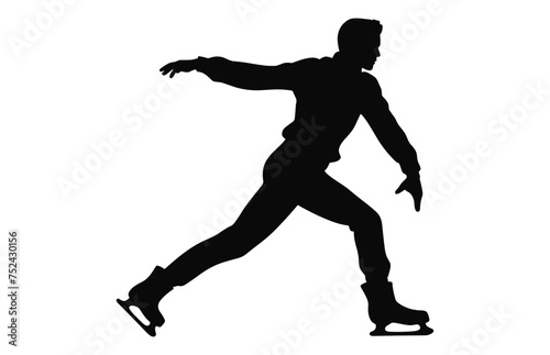 A Male Figure Skater black Vector  Man Figure Ice Skating Silhouette isolated on a white background