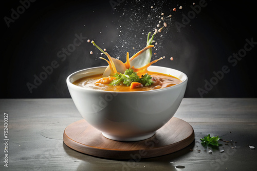bowl of soup with splash 