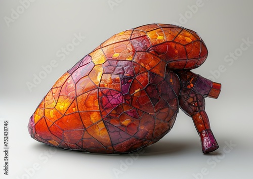 the liver, in the style of photo-realistic compositions, lightbox, light maroon, precisionist lines. Generative AI