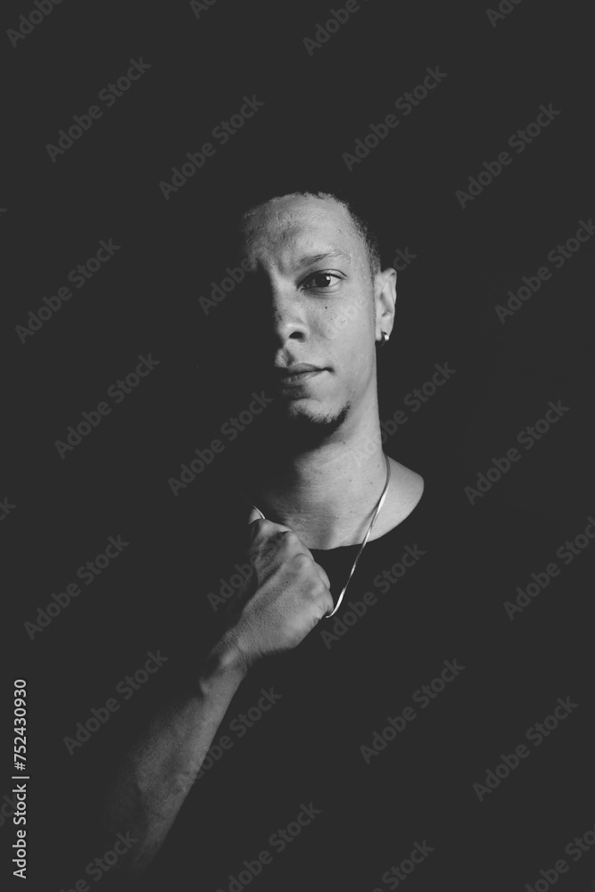 Portrait of half face young African American man