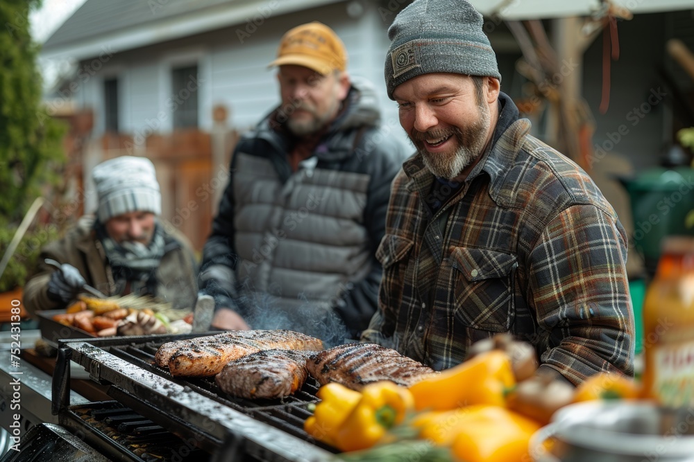 Neighbors helping each other with brotherhood and camaraderie with social works and charity