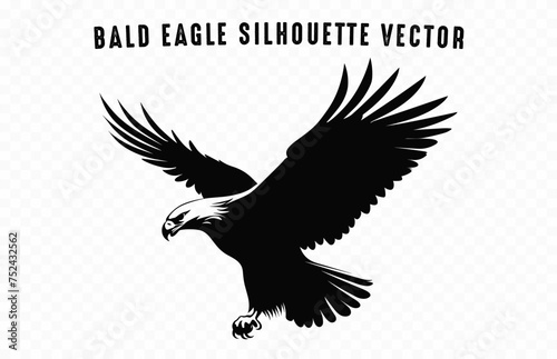 Bald Eagle Flying Silhouette vector art Clipart