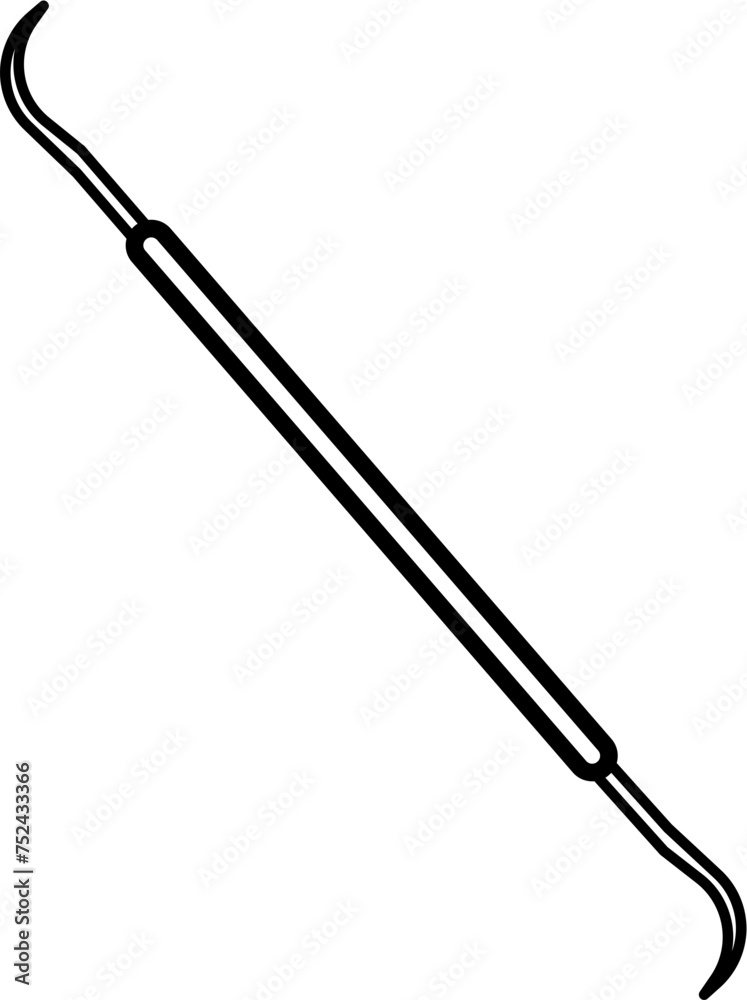 Naklejka premium Dental Scaler Outline Vector Illustration