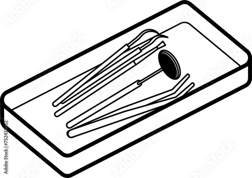 Dental Tray Outline Vector Illustration