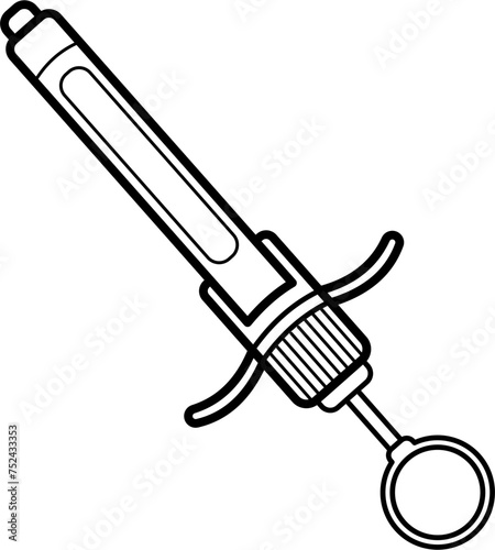 Dental Syringe Outline Vector Illustration