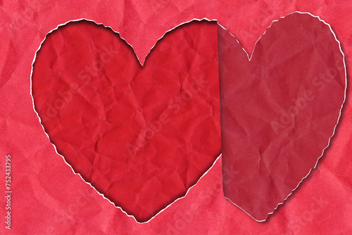Paper torn in the shape of a heart, abstract background with heart shape