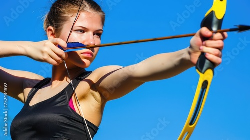 Girl takes aim with a bow