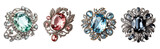 Fine jewelry with a transparent large stone, intricate design set against a transparent PNG background