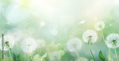 dandelion grasses on a green background