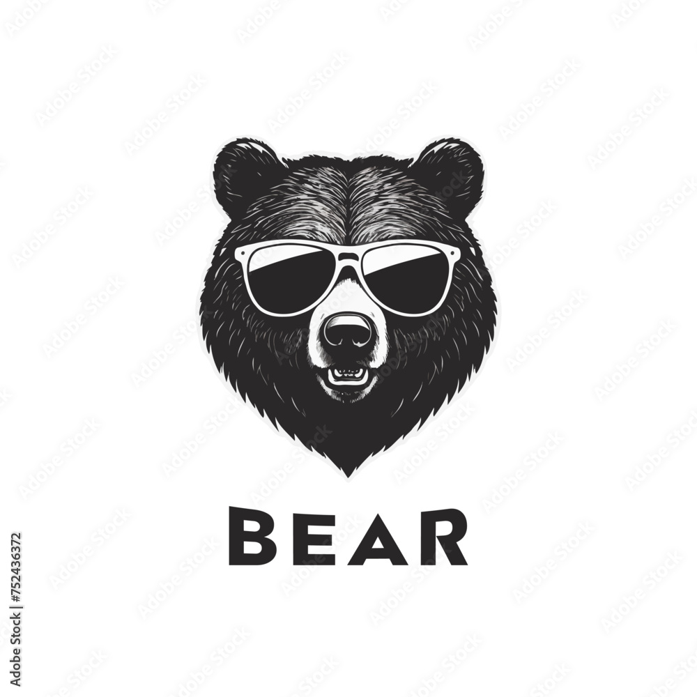 Creative Polar Bear with sun glass Logo Mascot. Esports gaming emblem of Bear, Sports Team emblem, Bear logo.