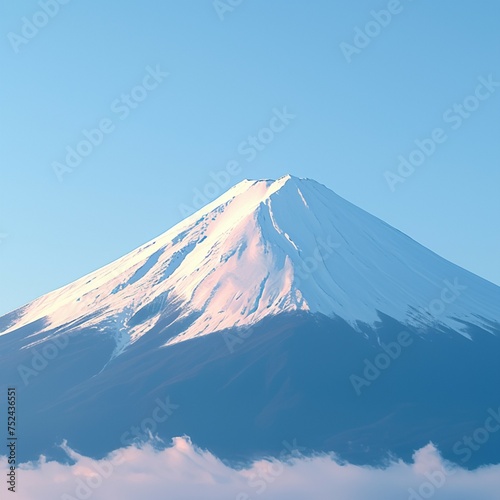 Majestic Fuji Snow covered mountain peak in serene  pristine beauty For Social Media Post Size