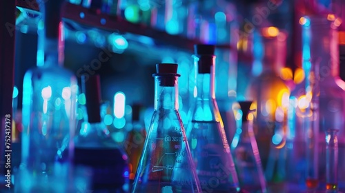 Laboratory Research - Scientific Glassware For Chemical Background  vibrant colors  