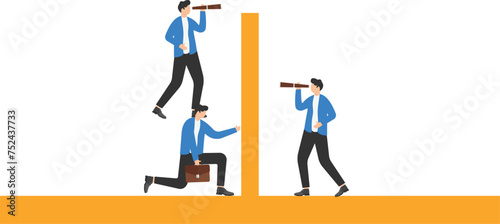 Success. Business team with strategy. Concept business vector illustration.

