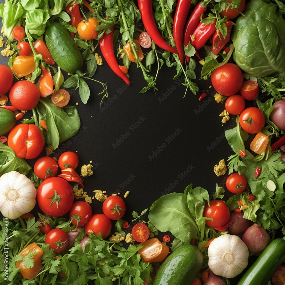 Vibrant mix Assorted vegetables with copy space on a black background For Social Media Post Size Vibrant mix Assorted vegetables with copy space on a black background For Social Media Post Size