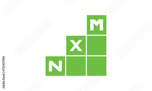 NXM initial letter financial logo design vector template. economics, growth, meter, range,  profit, loan, graph, finance, benefits, economic, increase, arrow up, grade, grew up, topper, company, scale photo