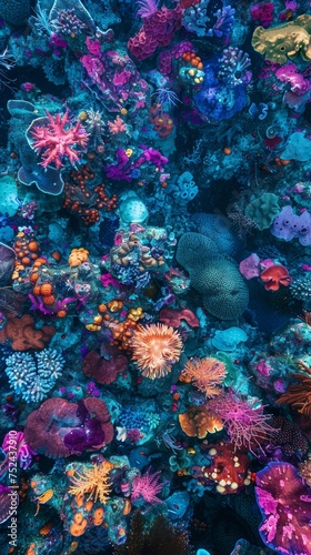 Background Texture Pattern in the Style of Ocean Floor Mosaic - Mosaic textures that depict the diverse and colorful life on the ocean floor created with Generative AI Technology