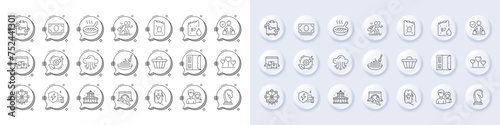 Circus, Car charging and Shop cart line icons. White pin 3d buttons, chat bubbles icons. Pack of Ferris wheel, Ð¡ompetition, Marketing strategy icon. Vector