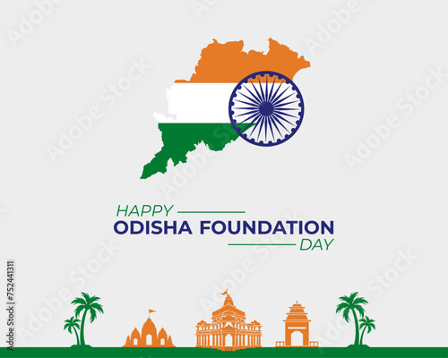 Odisha Foundation Day. 1 April. Happy Odisha Day vector illustration. Template for background with banner, poster and card. Orissa Day Holiday concept. photo