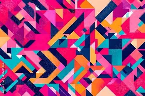 abstract background with triangles, Immerse yourself in the vibrant world of abstract pop art color paint splash pattern background, where bold hues and dynamic shapes converge in a mesmerizing displa © SANA