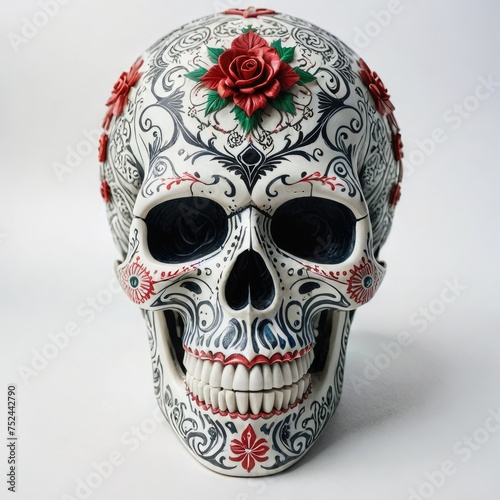 Day of the Dead skeleton skull with flowers 