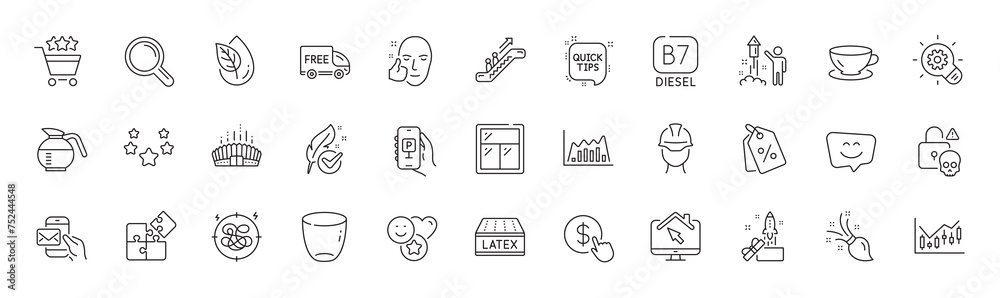 Smile, Arena stadium and Diesel line icons. Pack of Puzzle, Stress, Quick tips icon. Brush, Healthy face, Buy currency pictogram. Foreman, Smile face, Escalator. Cyber attack. Line icons. Vector Smile, Arena stadium and Diesel line icons. Pack of Puzzle, Stress, Quick tips icon. Brush, Healthy face, Buy currency pictogram. Foreman, Smile face, Escalator. Cyber attack. Line icons. Vector