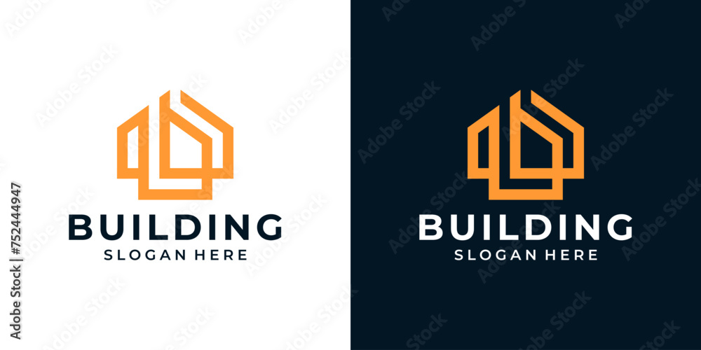 Obraz premium Modern house logo design template. Home building with initial letter b graphic design illustration. icon, symbol, creative.