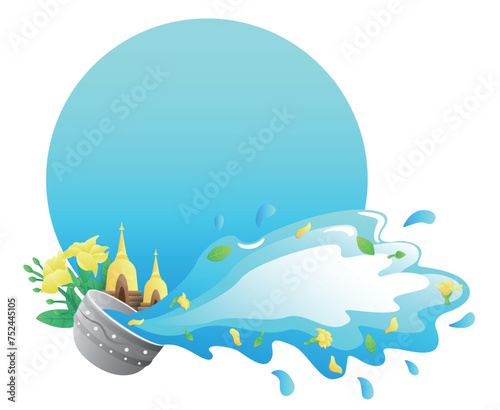 Myanmar water festival illustration border vector
