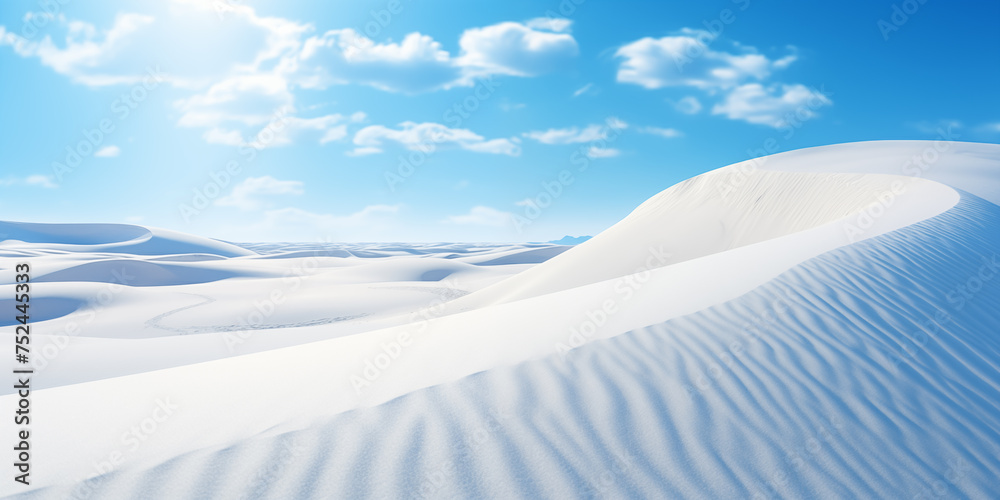 Beautiful photo of the desert for background, Vast desert landscape with sweeping sand dunes and pockets of lush oases