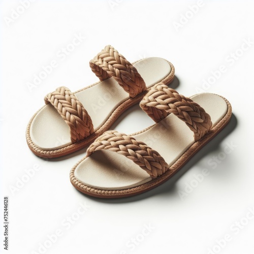 pair of sandals shoes on white 