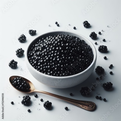 Luxury black caviar in the bowl
