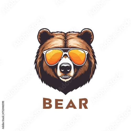 Creative Polar Bear with sun glass Logo Mascot. Esports gaming emblem of Bear, Sports Team emblem, Bear logo.