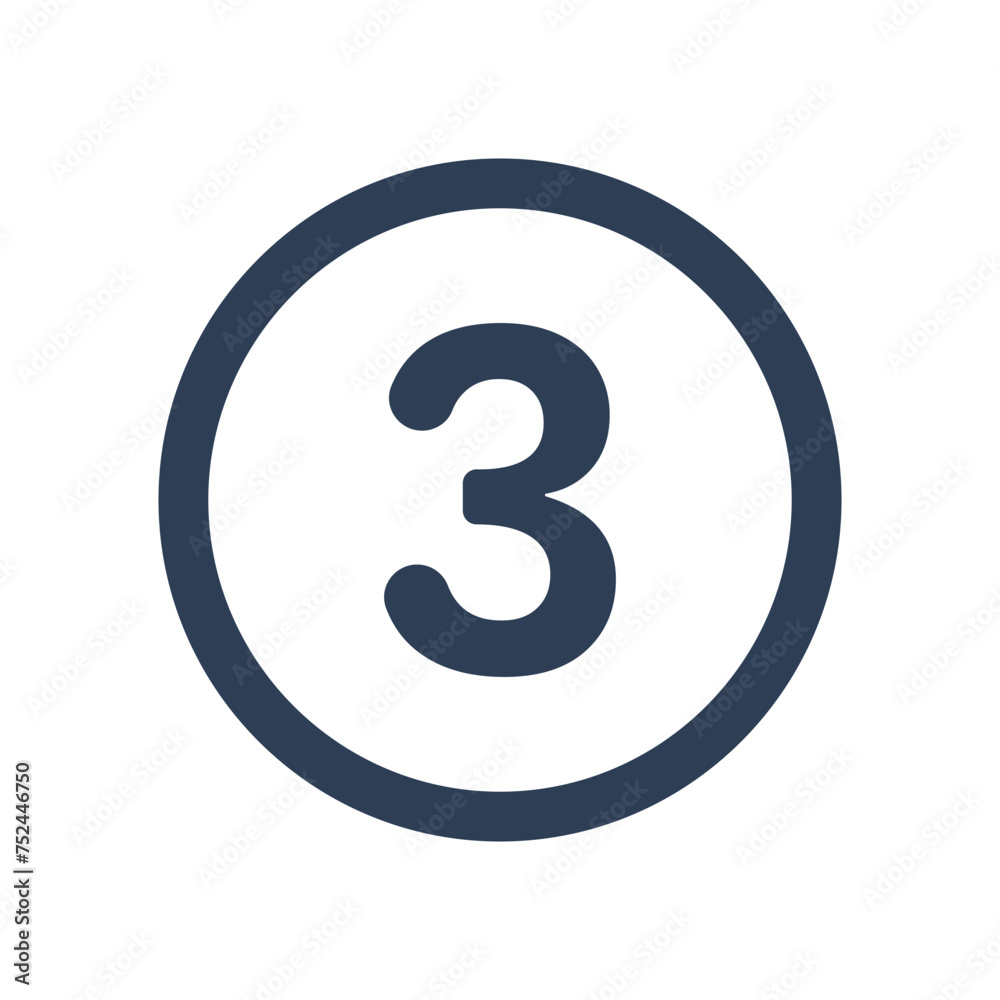 3 Icon Numeric Number inside Circle. Two Icon vector illustration 3 Icon Numeric Number inside Circle. Two Icon vector illustration