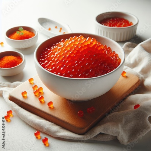 Luxury red caviar in the bowl 