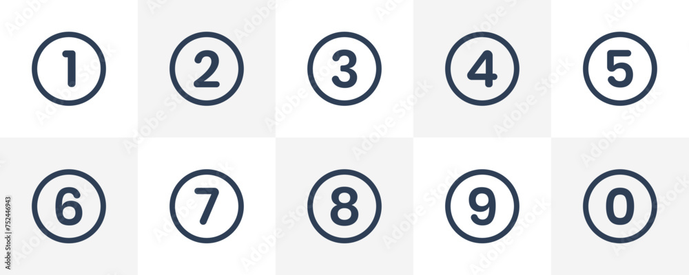 Numeric Number Icon set inside Circle. Number icon bundle vector illustration Numeric Number Icon set inside Circle. Number icon bundle vector illustration