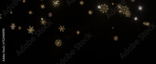 Falling snow at night. Bokeh lights