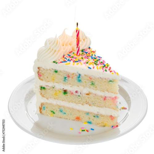 Birthday Cake Slice with Candle PNG  Transparent Image without background  Concept of celebration  parties  and joyful occasions