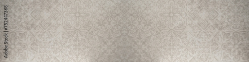 Old gray gray white vintage shabby floral flowers patchwork motif tiles stone...